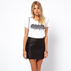 ASOS black leather mini skirt